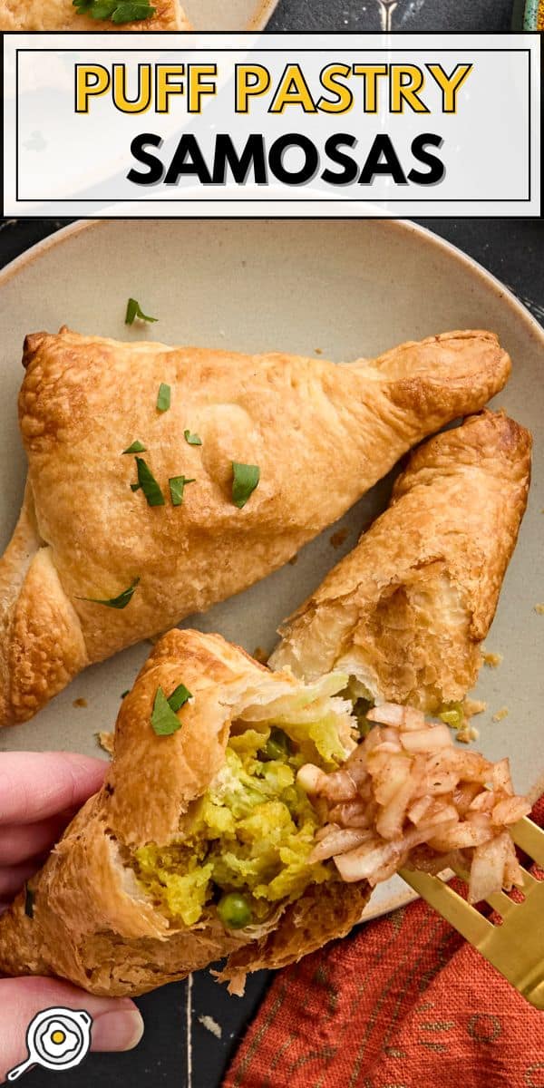 puff pastry samosas pin image
