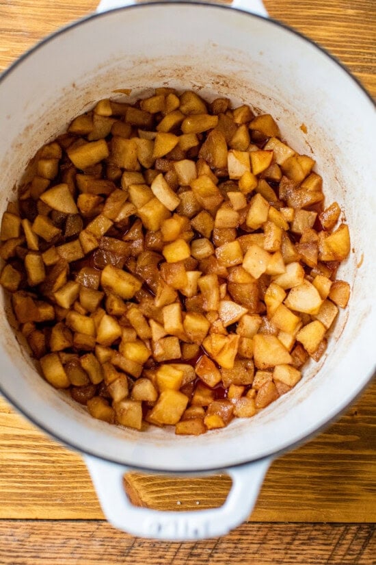 Cooked apples with spices.