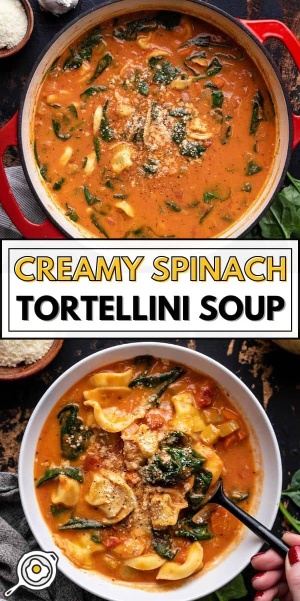 Creamy Spinach Tortellini Soup pin image