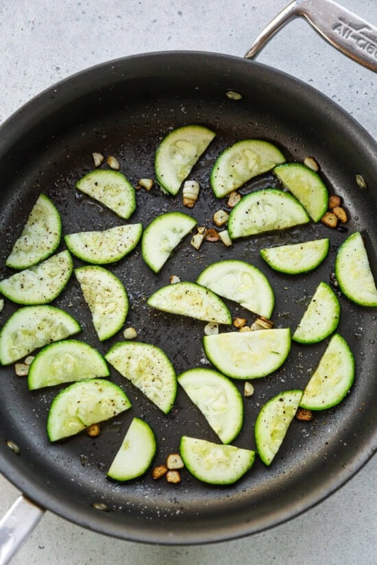 Add zucchini and cook until golden
