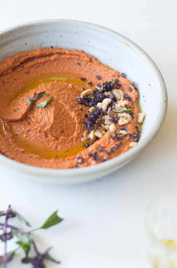 Muhammara served in a ceramic bowl