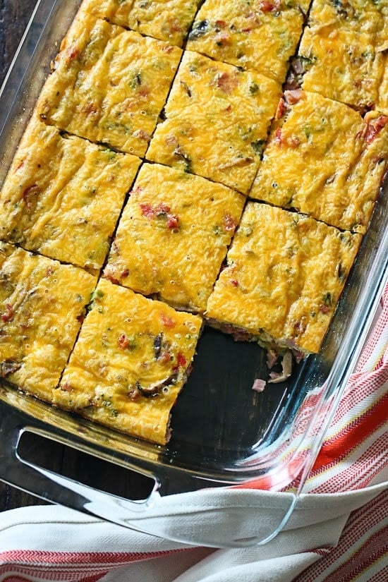 Veggie Ham and Cheese Breakfast Egg Casserole