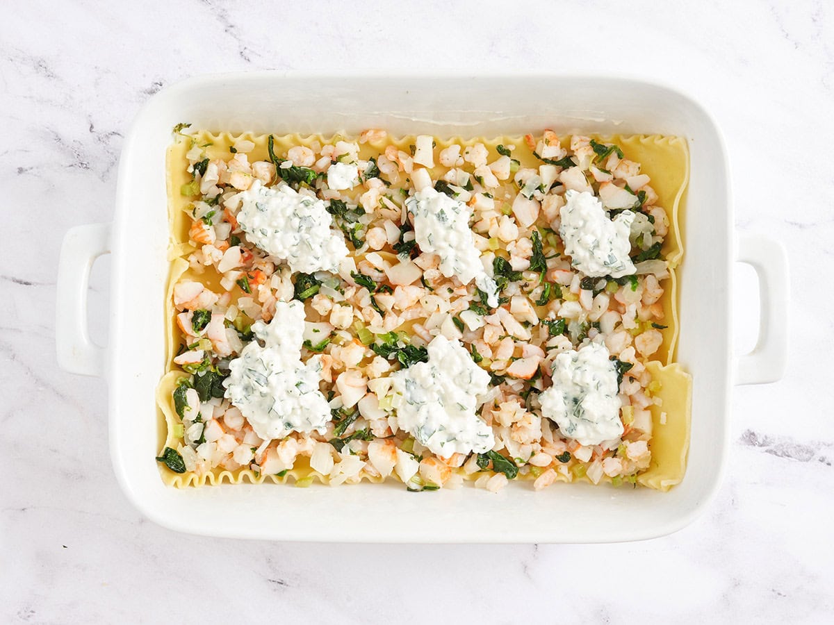 Seafood and cottage cheese layer added.