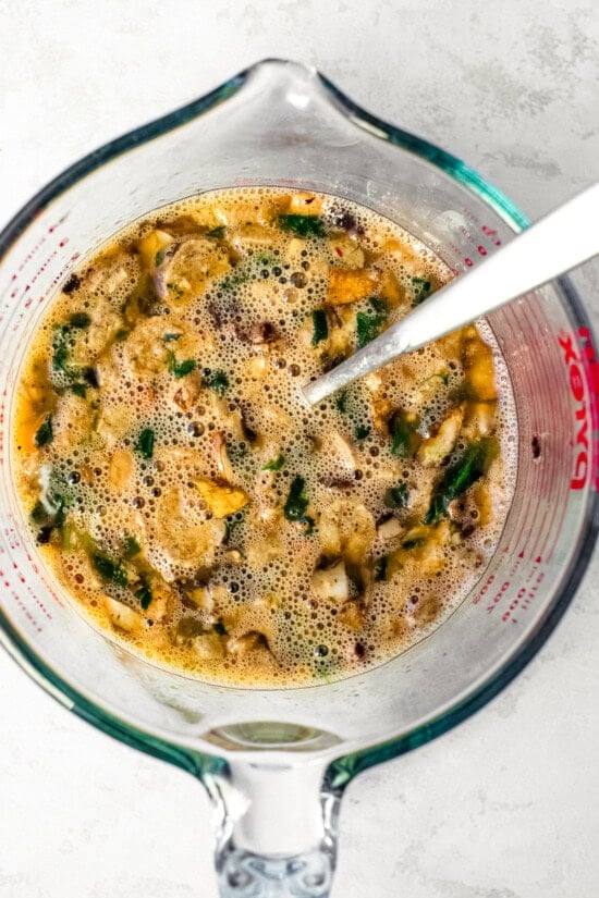 Beat eggs with vegetables