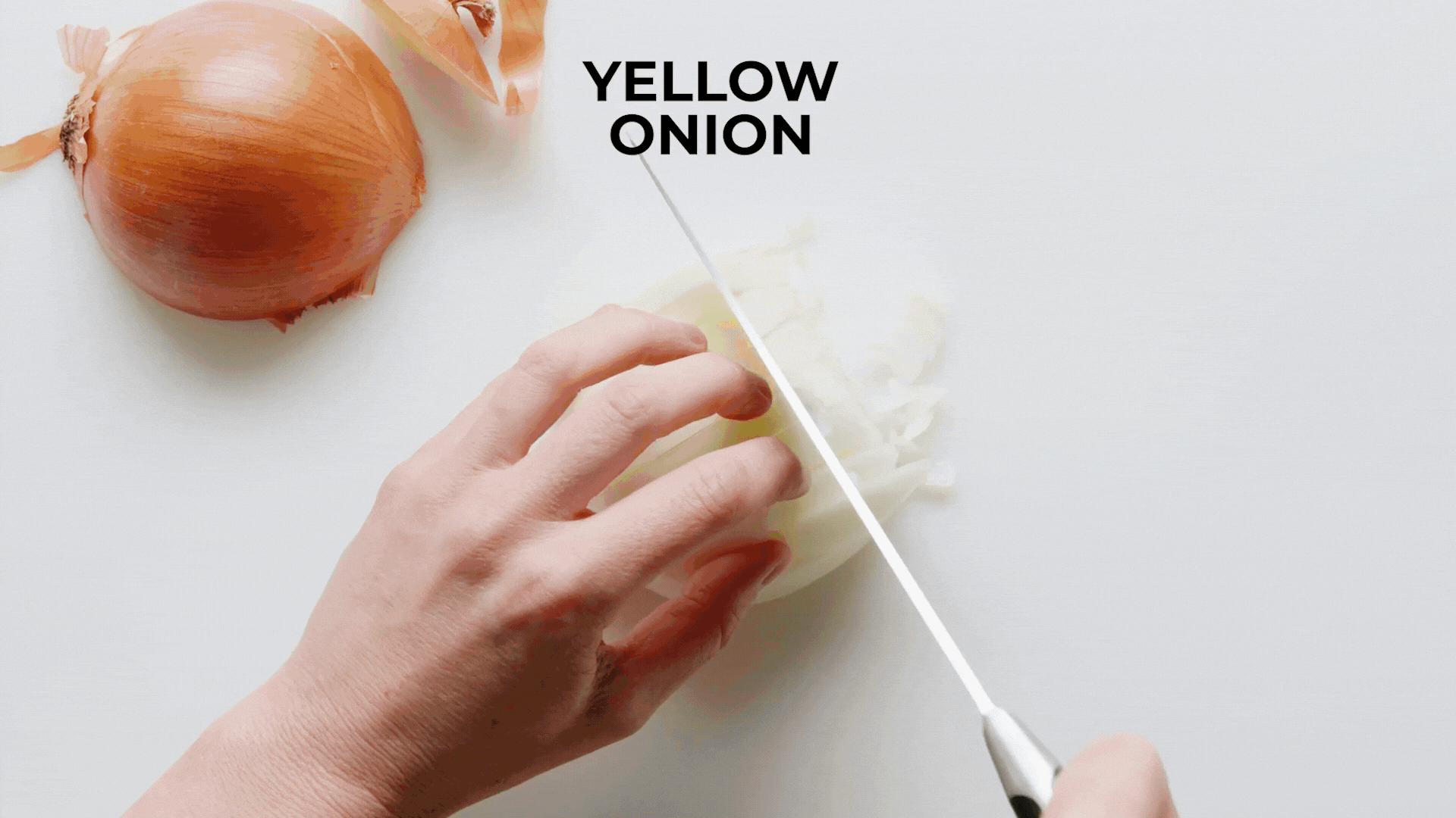 an onion being diced and sauteed with olive oil