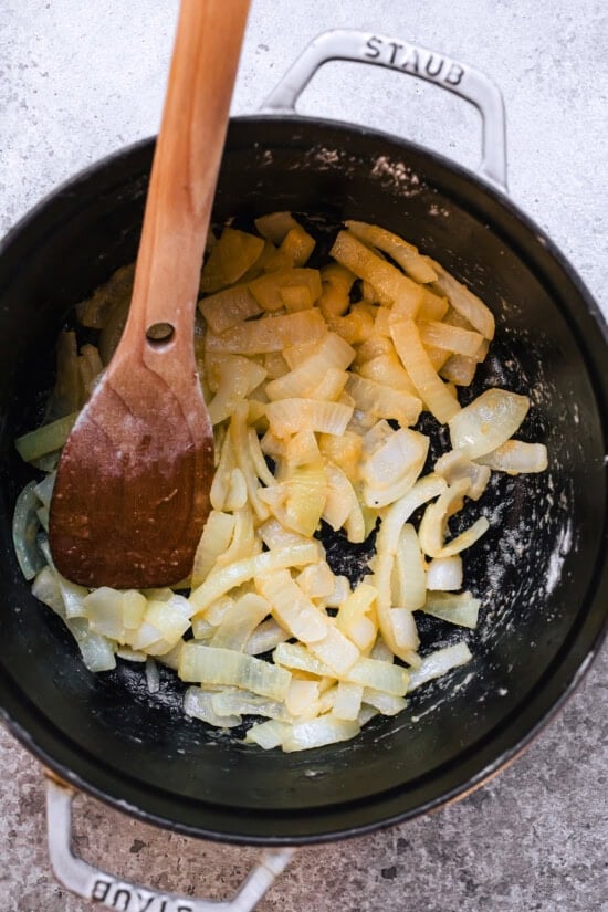 Saute onions with flour